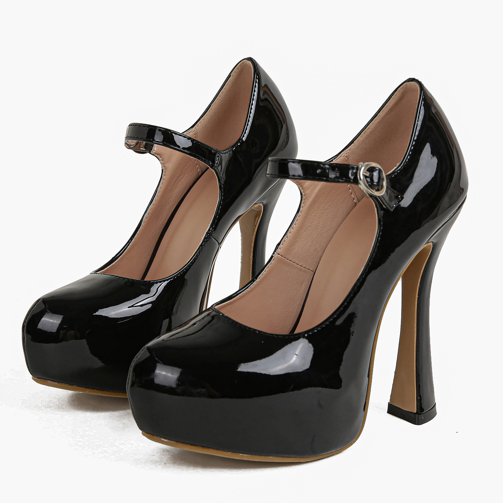 Womens Unisex Ankle Strap High Stiletto Heel Sandals Pointy Toe Court Club Shoes - Picture 22 of 23