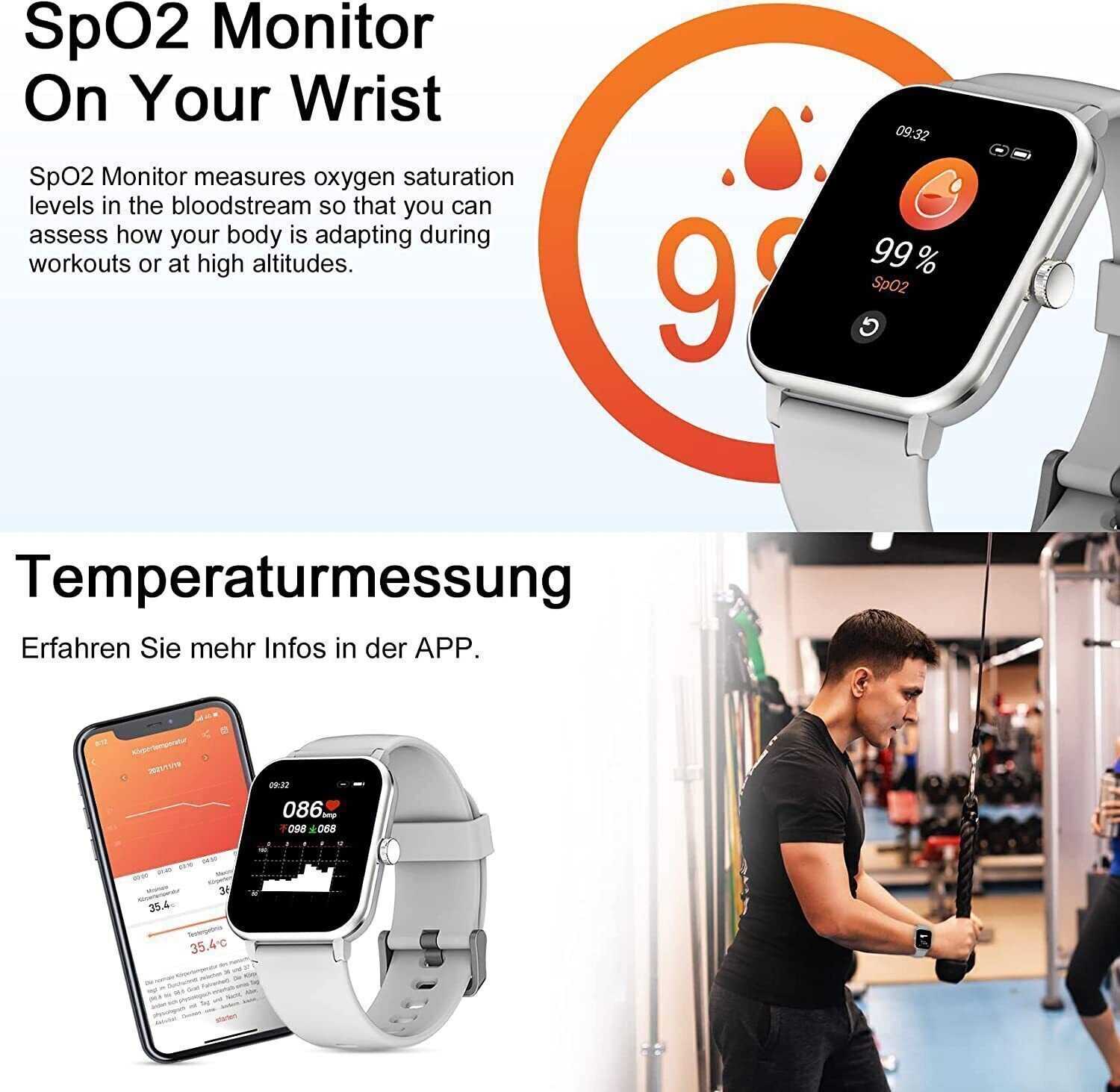 Bluetooth Smart Watch Heart Rate Fitness Tracker for iPhone Android Samsung LG - Picture 48 of 52