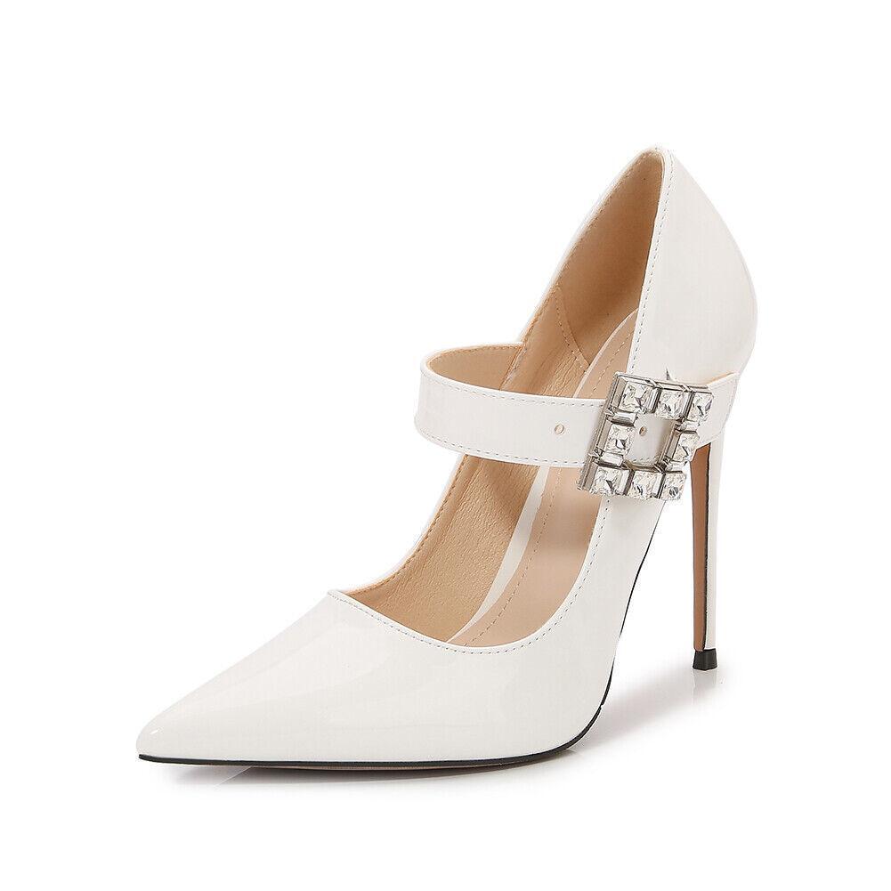 Sexy hochhackige Herren-Damenschuhe T-Riemen Lackleder Strass spitz Drag Queen - Bild 28 von 28