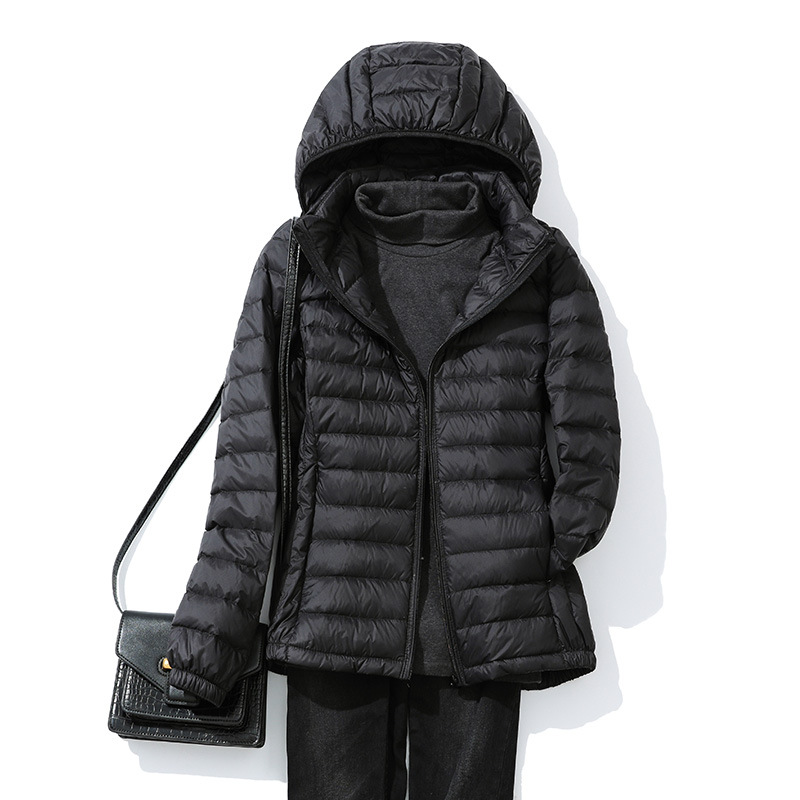 Down Jacket Short Hooded Jacket Large 90% White Duck Down Detachable Cap - Picture 11 of 19