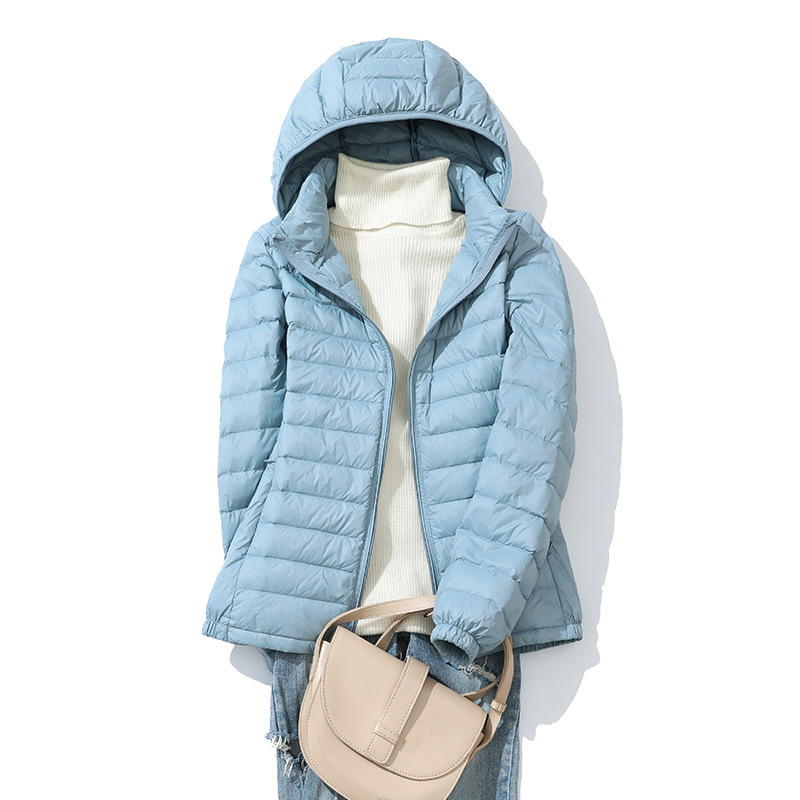 Down Jacket Short Hooded Jacket Large 90% White Duck Down Detachable Cap - Picture 13 of 19