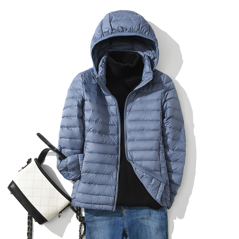 Down Jacket Short Hooded Jacket Large 90% White Duck Down Detachable Cap - Picture 18 of 19