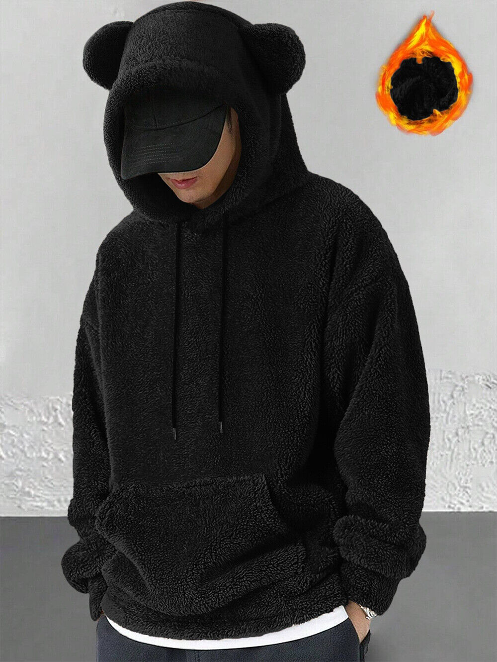 Fashion Mens Fleece Hoodie Workout Top Casual Hooded Coat Long Sleeve Sweatshirt - Picture 16 of 20