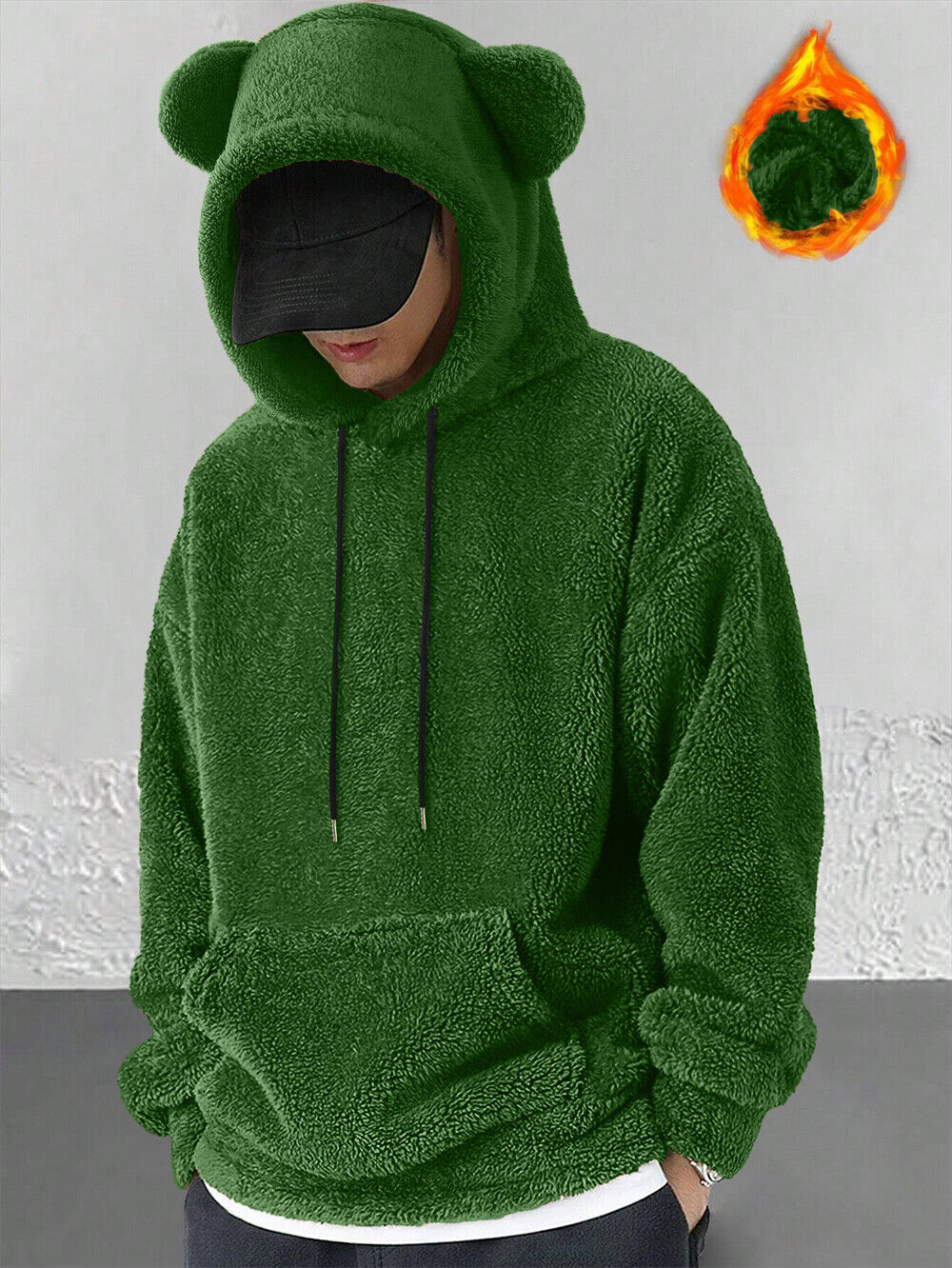 Fashion Mens Fleece Hoodie Workout Top Casual Hooded Coat Long Sleeve Sweatshirt - Picture 17 of 20
