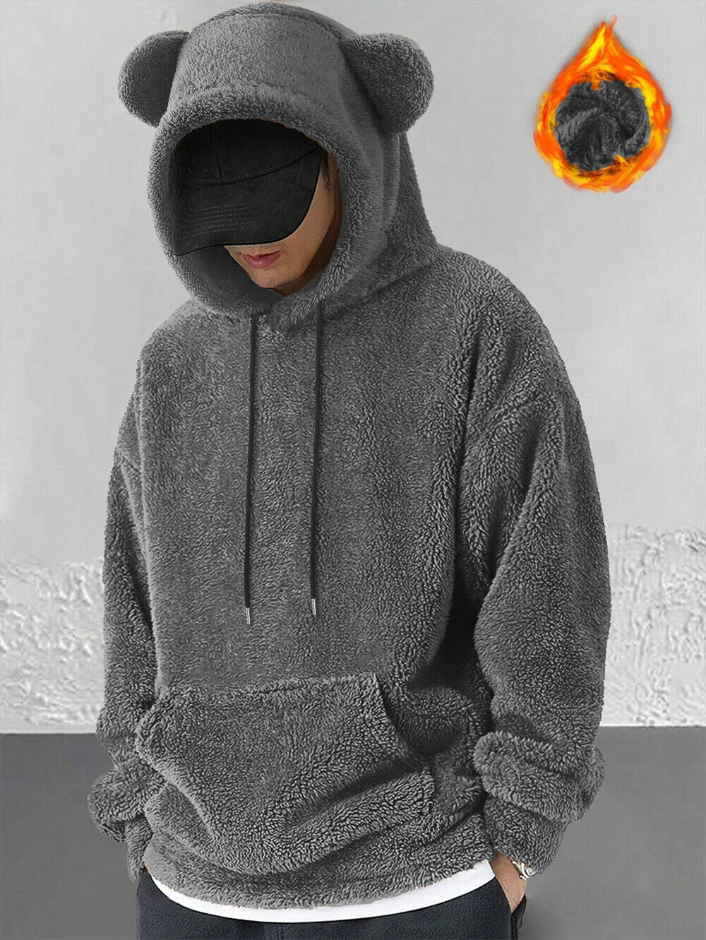 Fashion Mens Fleece Hoodie Workout Top Casual Hooded Coat Long Sleeve Sweatshirt - Picture 18 of 20