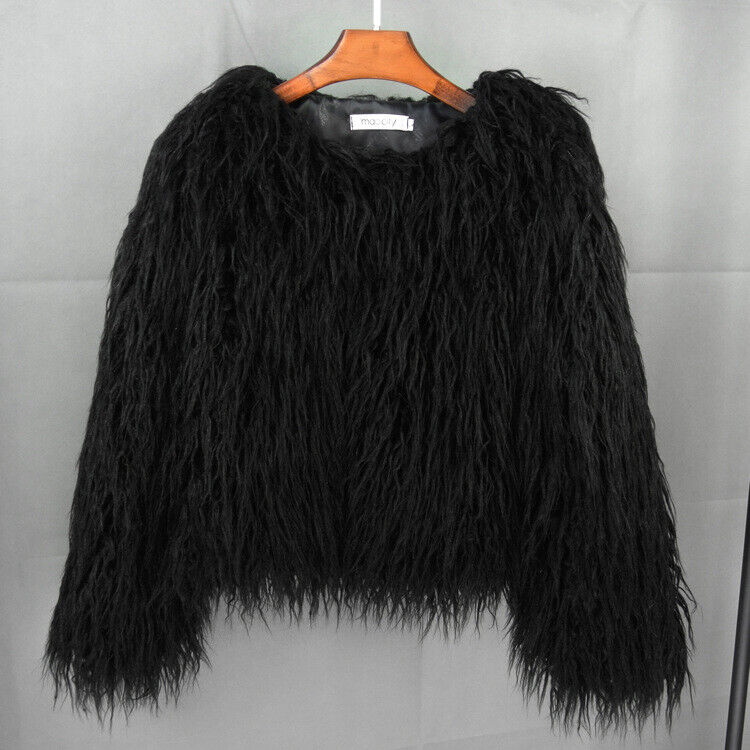 Women Shaggy Faux Fur Fleece Coat Winter Warm Jacket Cardigan Overcoat PLUS SIZE - Picture 32 of 70