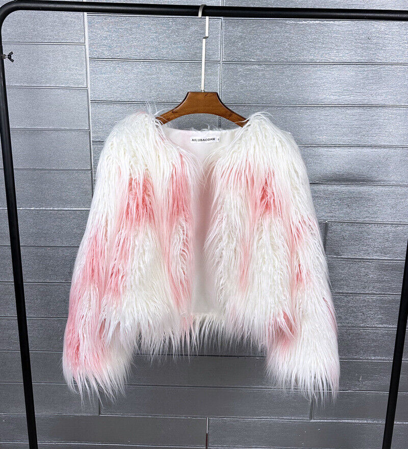 Women Shaggy Faux Fur Fleece Coat Winter Warm Jacket Cardigan Overcoat PLUS SIZE - Picture 59 of 70