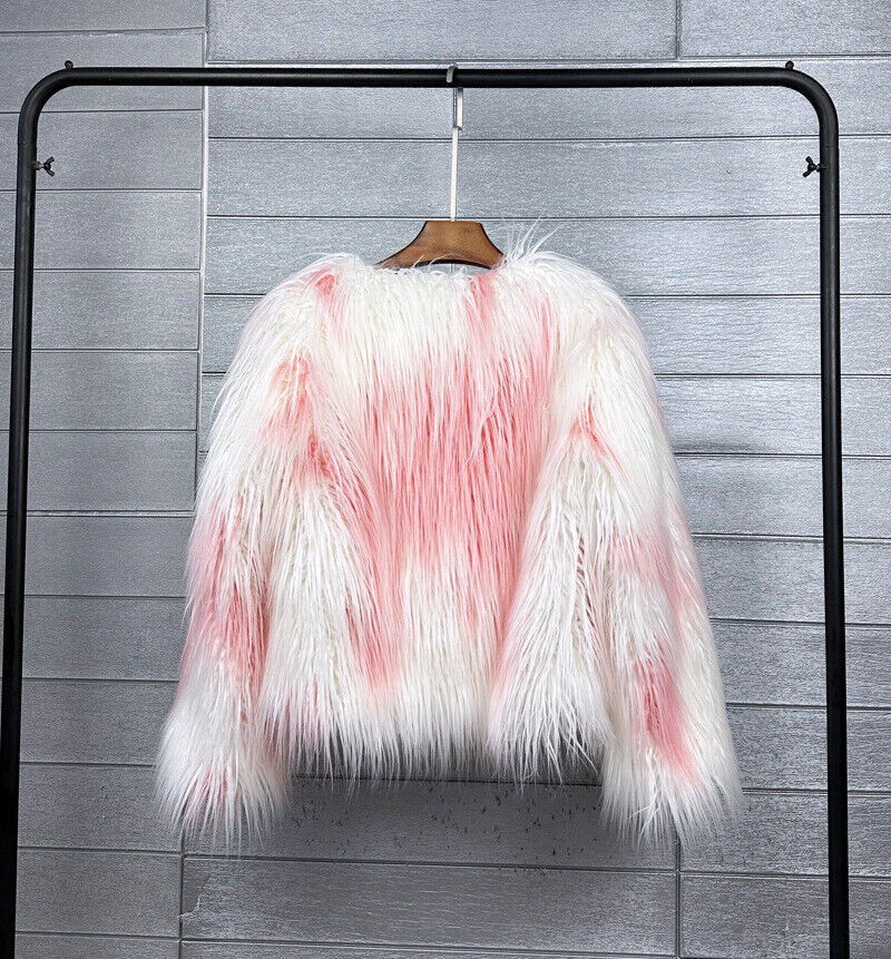 Women Shaggy Faux Fur Fleece Coat Winter Warm Jacket Cardigan Overcoat PLUS SIZE - Picture 60 of 70