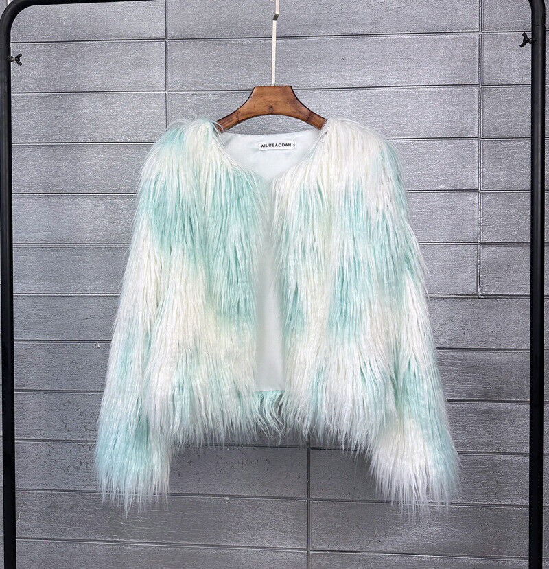 Women Shaggy Faux Fur Fleece Coat Winter Warm Jacket Cardigan Overcoat PLUS SIZE - Picture 61 of 70