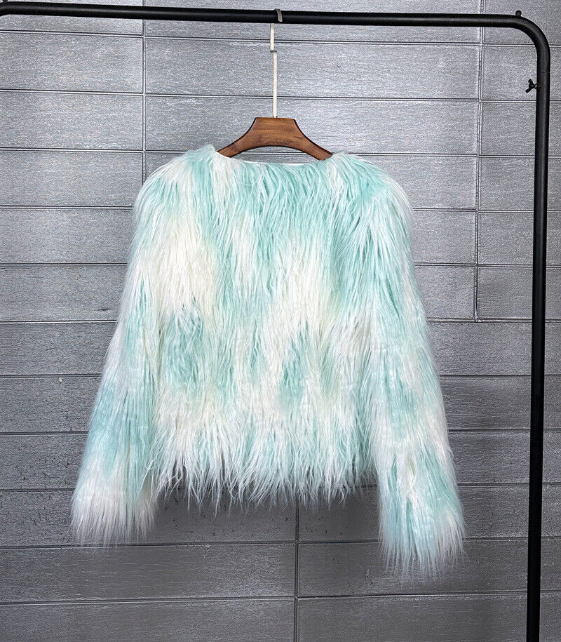 Women Shaggy Faux Fur Fleece Coat Winter Warm Jacket Cardigan Overcoat PLUS SIZE - Picture 62 of 70