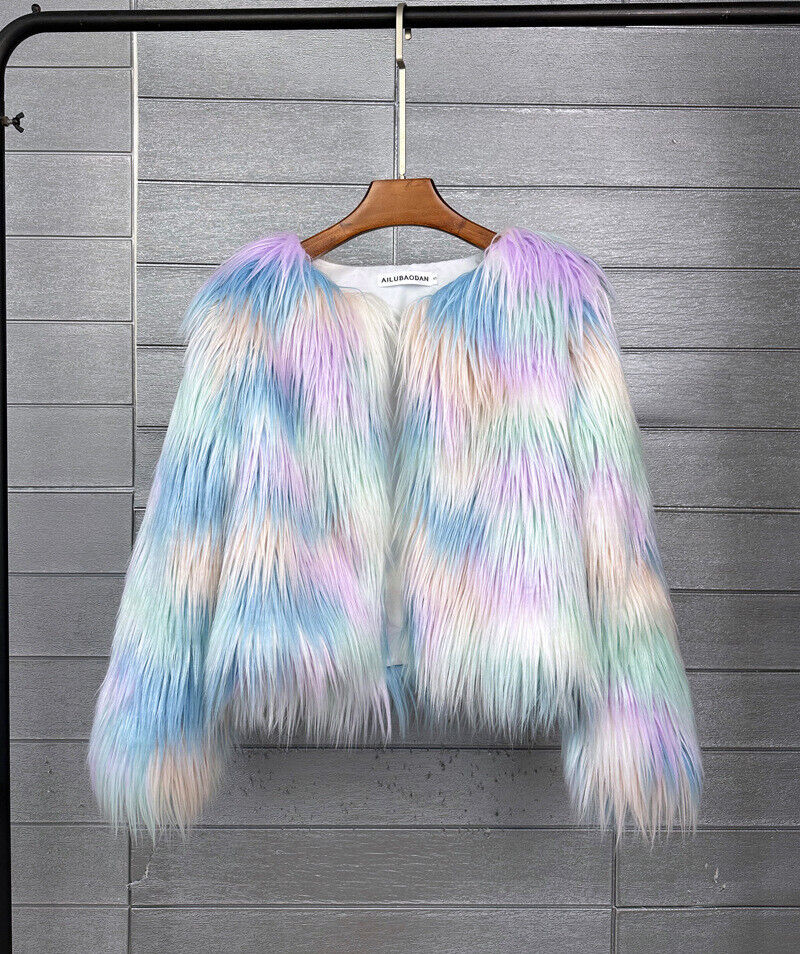 Women Shaggy Faux Fur Fleece Coat Winter Warm Jacket Cardigan Overcoat PLUS SIZE - Picture 63 of 70