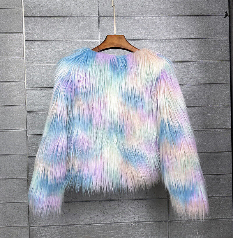 Women Shaggy Faux Fur Fleece Coat Winter Warm Jacket Cardigan Overcoat PLUS SIZE - Picture 64 of 70