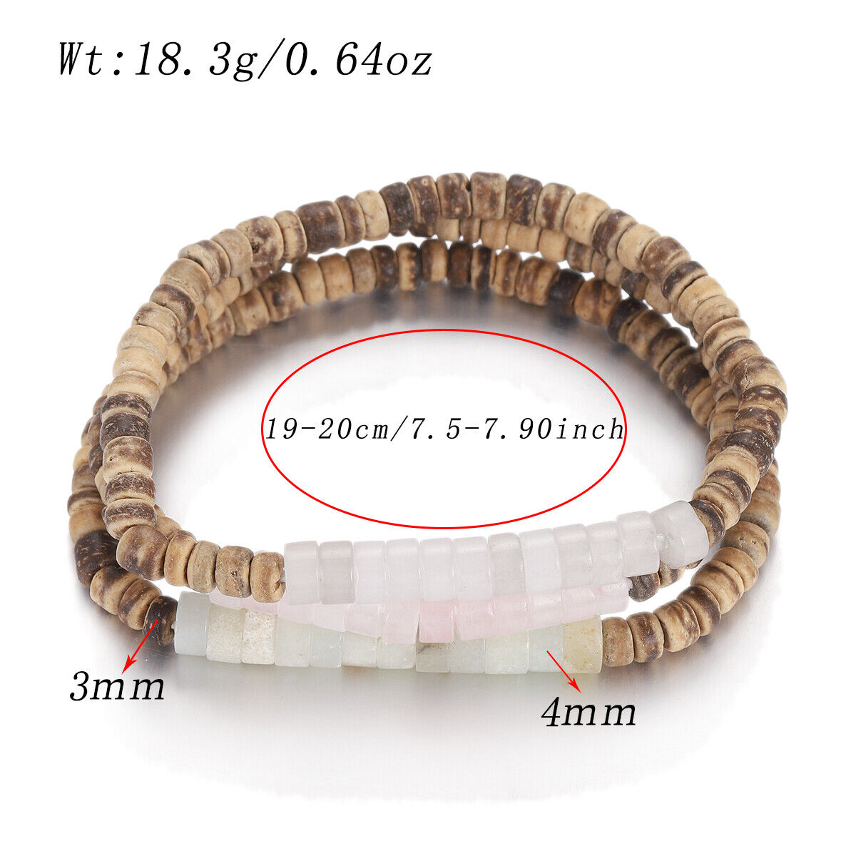 3Pcs Mens Surfer Bracelet Mens Beaded Bracelet Mens Stacking Coconut Bracelets