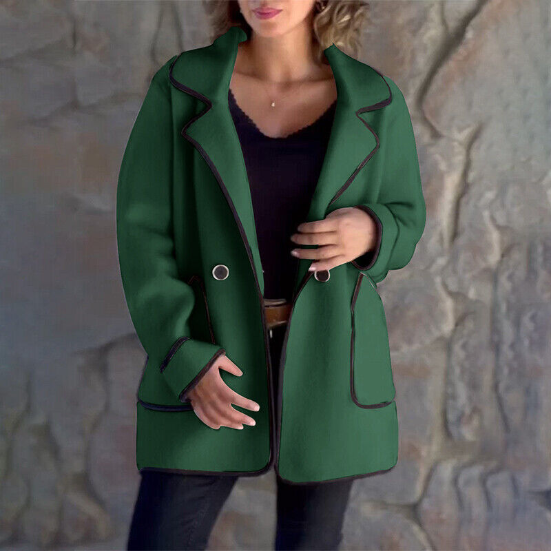 Womens Double-faced Wool Blazer Coat Jacket Office OL Work Lightweight Cardigan