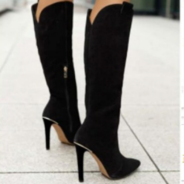 Stivali donna donna al ginocchio tacco a spillo punta sexy scarpe pelle comode - Foto 18 di 19