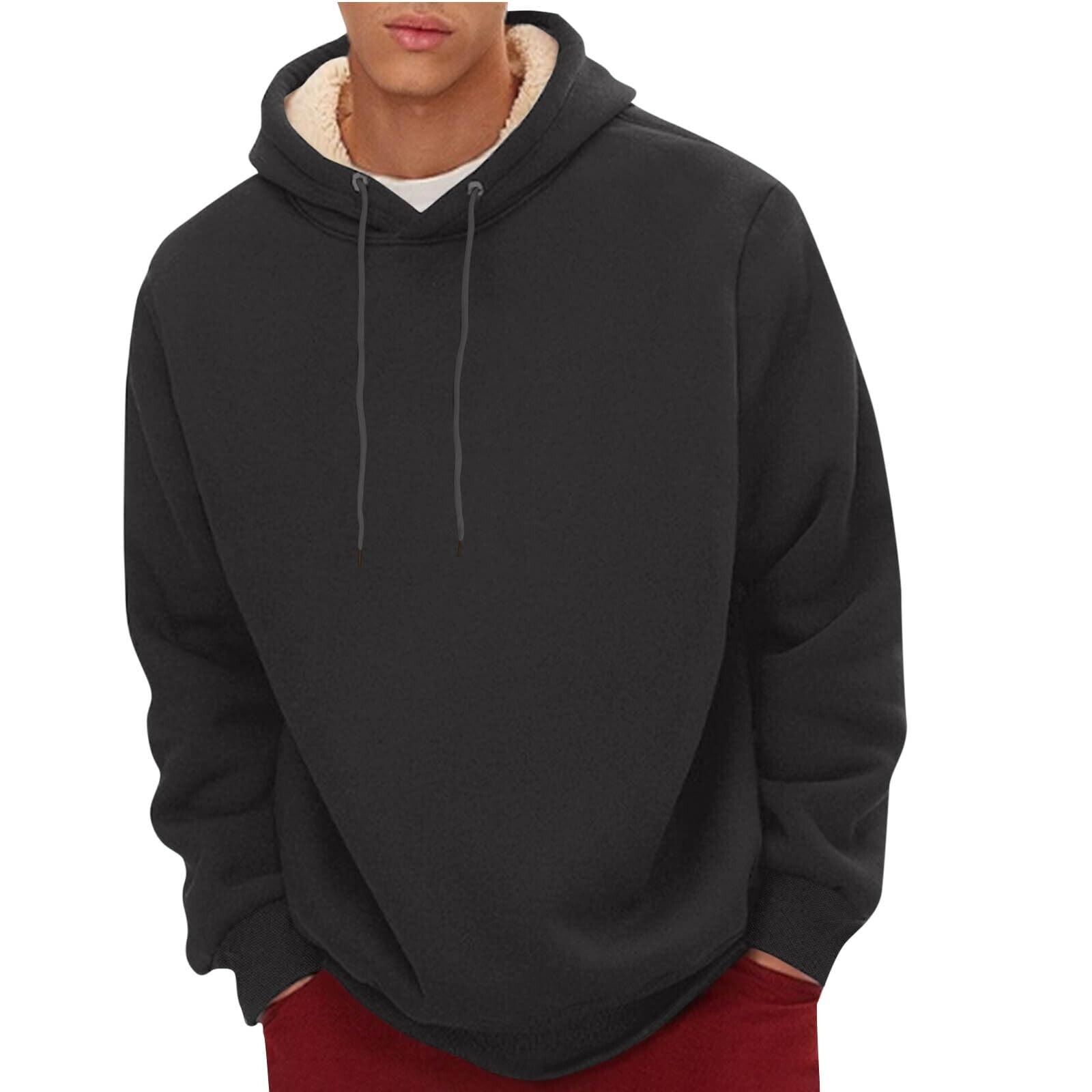 Mens Hoodie Thick Sherpa Lined Thermal Winter Windproof Warm Fleece Sweatshirt - Picture 19 of 25