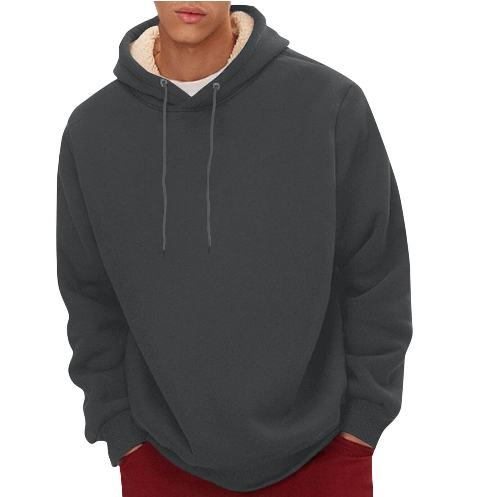 Mens Hoodie Thick Sherpa Lined Thermal Winter Windproof Warm Fleece Sweatshirt - Picture 22 of 25