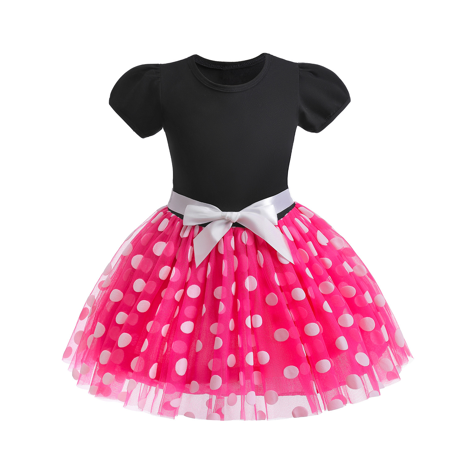Girls Mickey Minnie Mouse Mesh Dot Dress Party Princess Tutu Skirt Birthday UK
