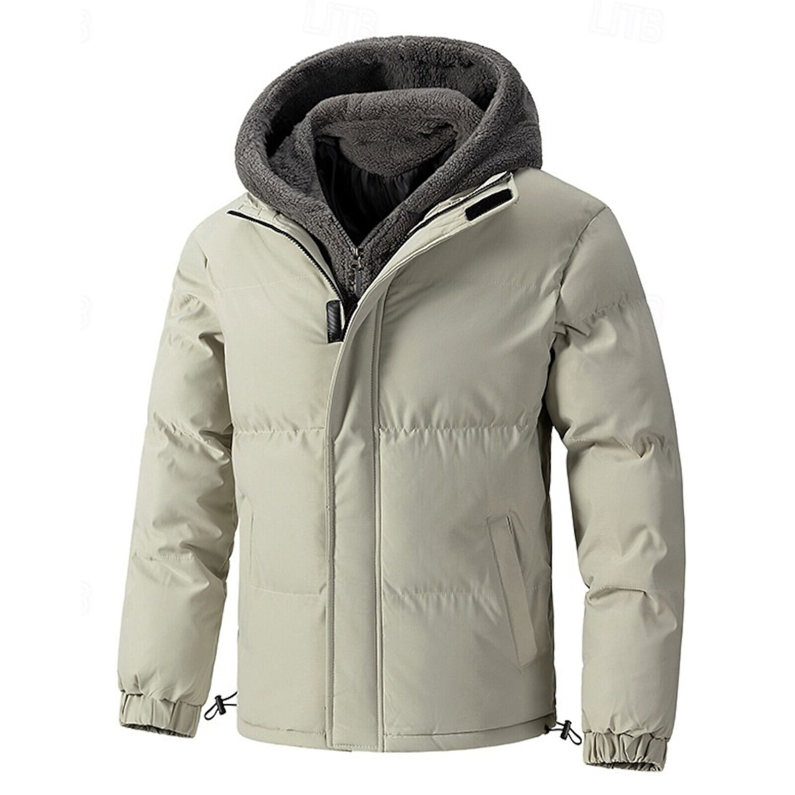Winter Jackets for Men Solid Trendy Thickened Jacket Fake Two Piece Warm Coat - Picture 14 of 14