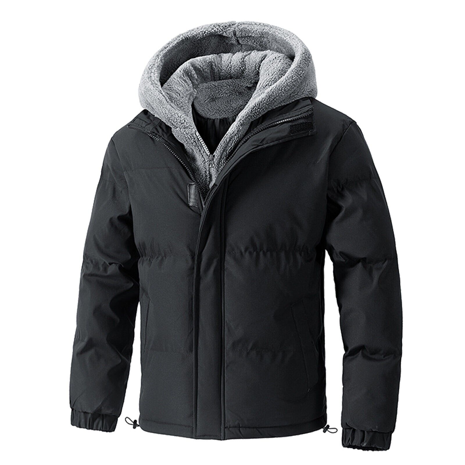 Winter Jackets for Men Solid Trendy Thickened Jacket Fake Two Piece Warm Coat - Picture 12 of 14