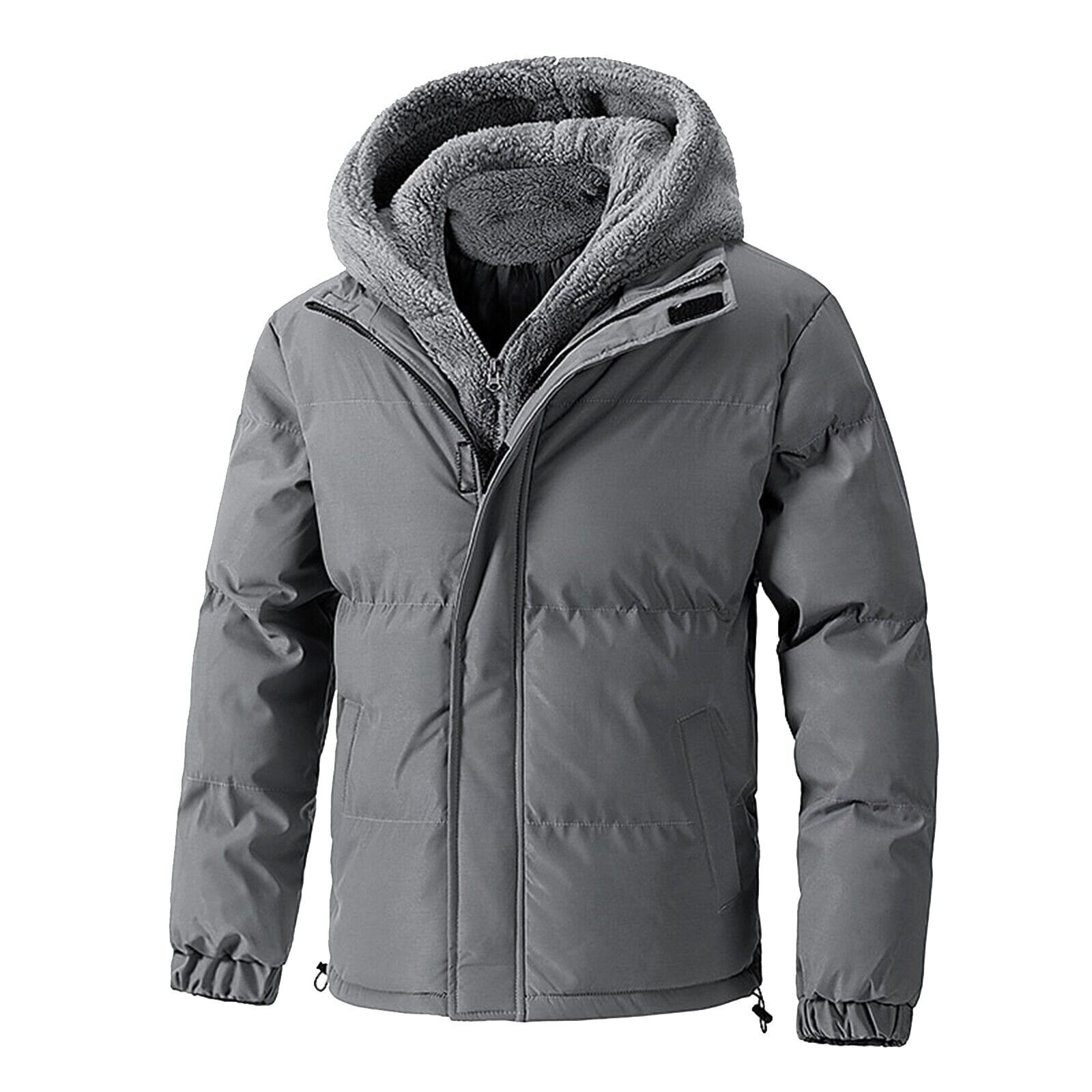 Winter Jackets for Men Solid Trendy Thickened Jacket Fake Two Piece Warm Coat - Picture 13 of 14