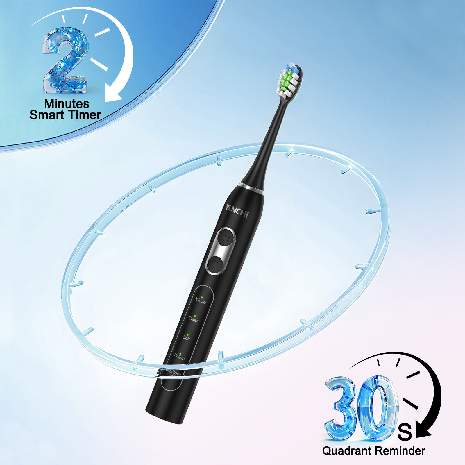 YUNCHI Gradient Color Electric Toothbrush with 8 Brush Heads and Toothbrush Box