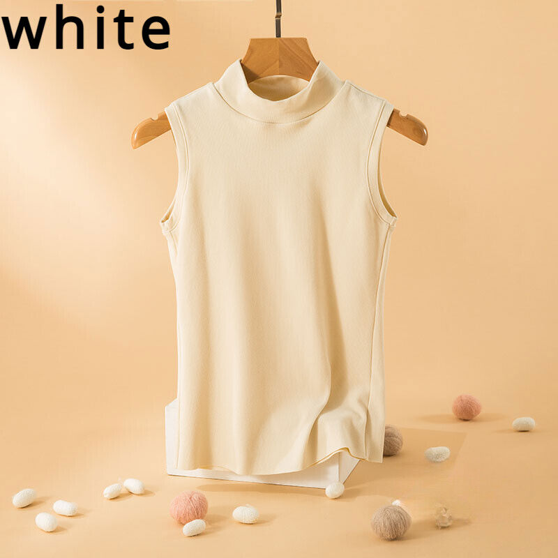 Lady Sleeveless Tank Top Bottoming Shirt Vest Mock Neck Casual Warm Winter Vest