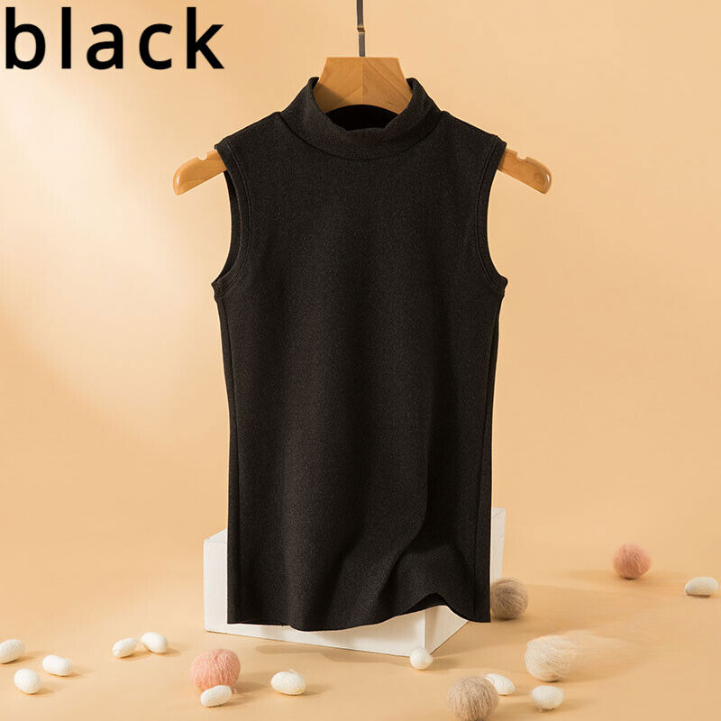 Lady Sleeveless Tank Top Bottoming Shirt Vest Mock Neck Casual Warm Winter Vest