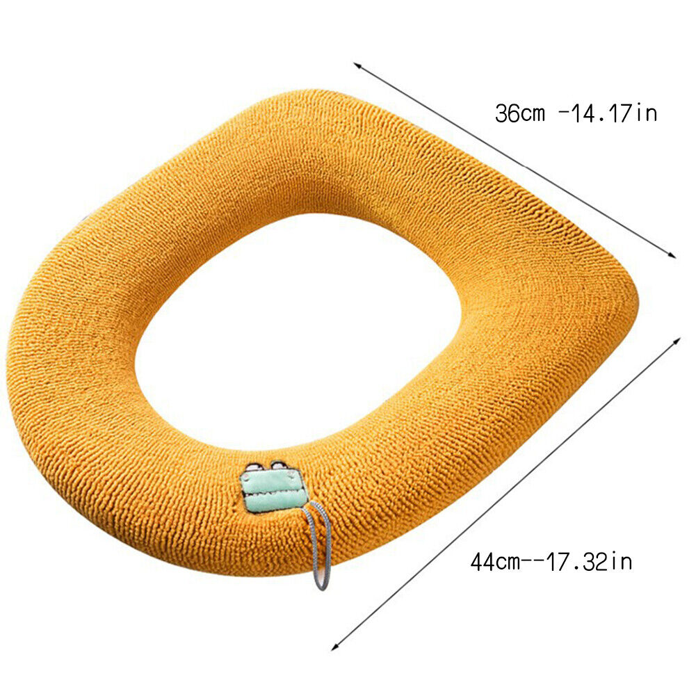 2Pack Winter Warm Toilet Seat Cover Mat Bathroom Toilet Pad Cushion with Handle