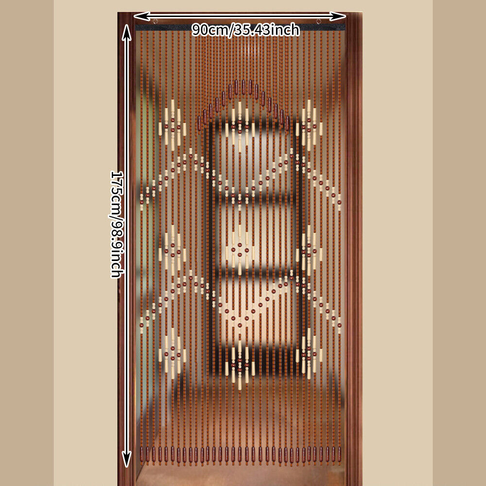 Wooden Beaded Bamboo Door Curtain Hanging Fly Screen Blind Divider Room Decor UK
