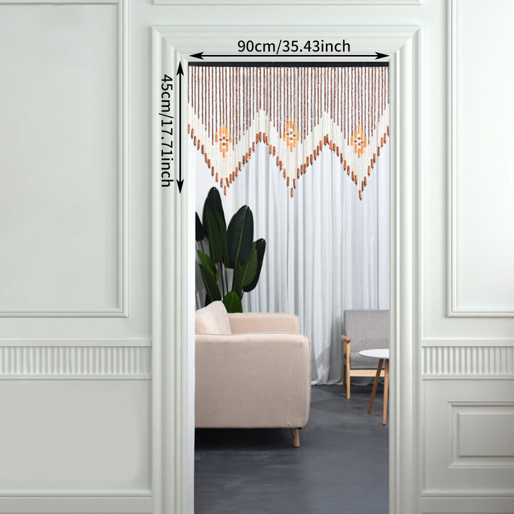 Wooden Beaded Bamboo Door Curtain Hanging Fly Screen Blind Divider Room Decor UK
