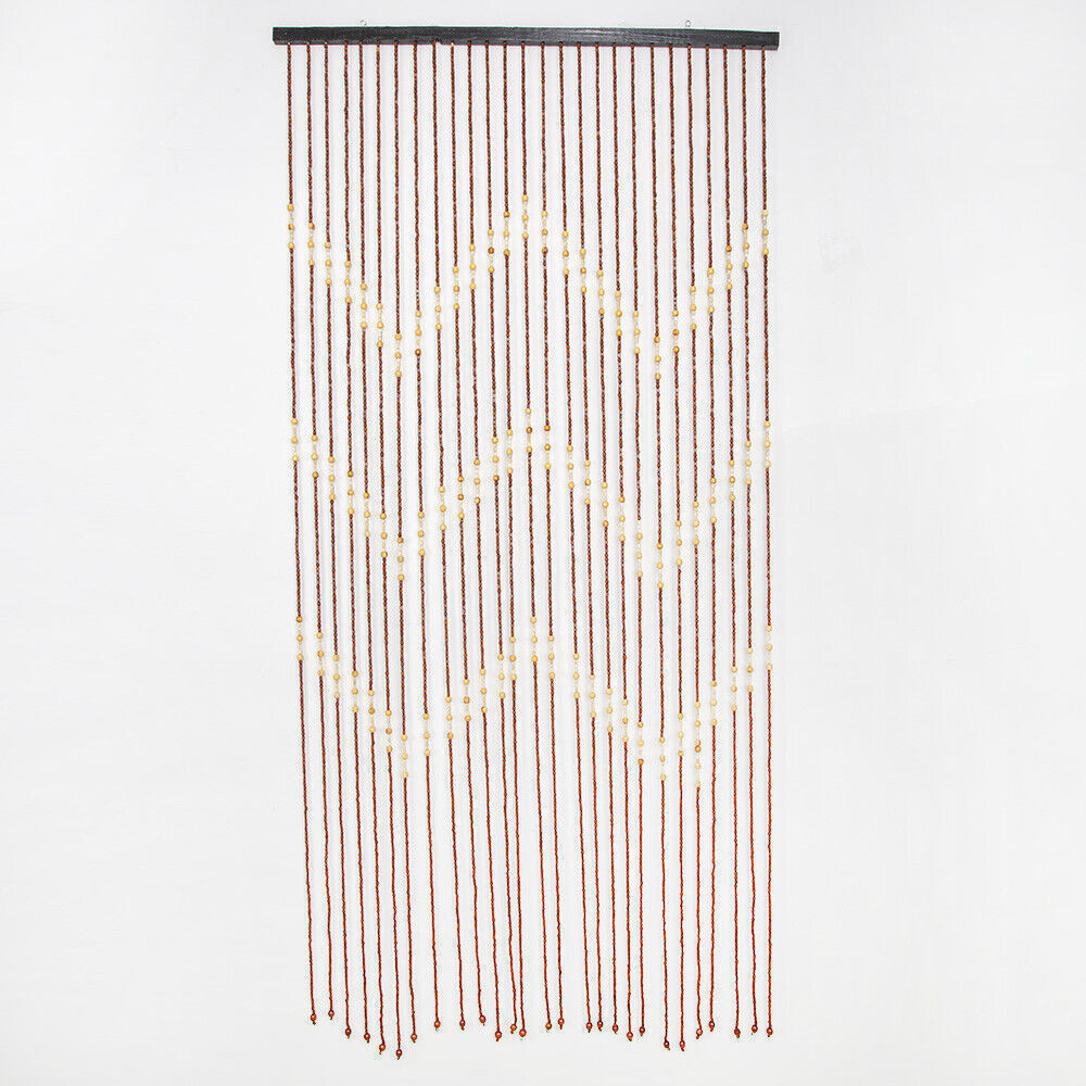 Wooden Beaded Bamboo Door Curtain Hanging Fly Screen Blind Divider Room Decor UK