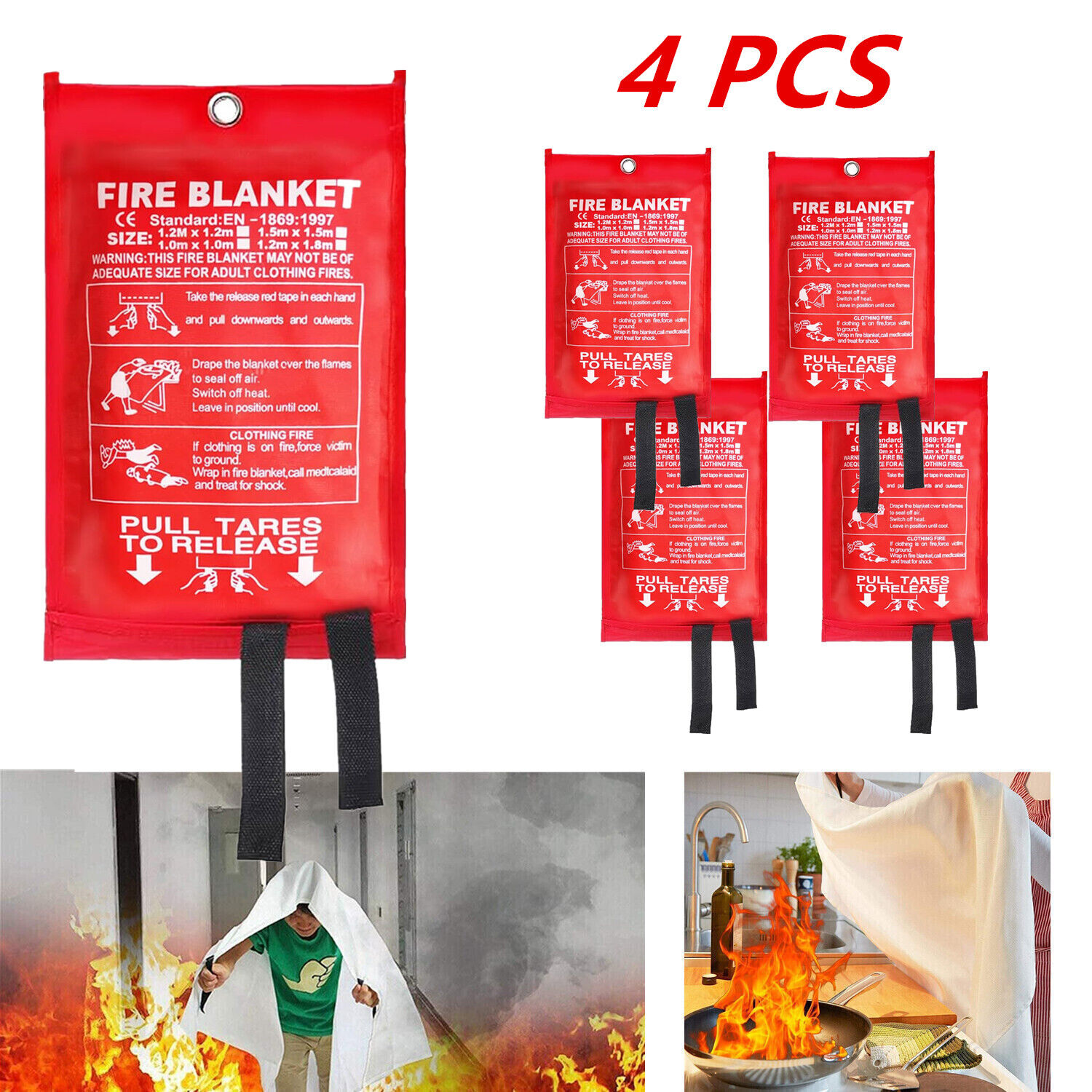 Prepared Emergency Fire Blanket Fiberglass Blanket 39''x39'' Retardant Blankets