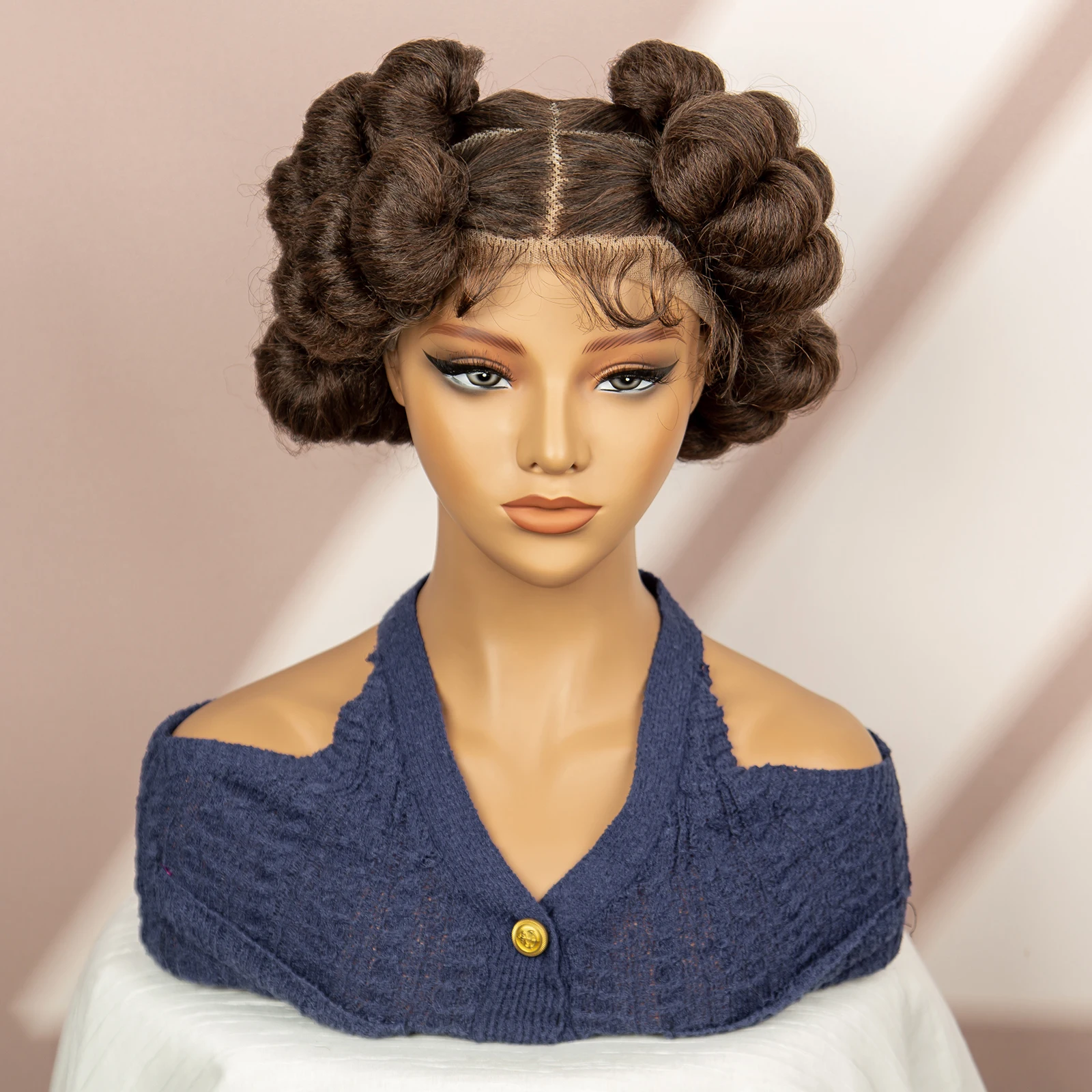 Bantu Flechtperücken für schwarze Frauen Full Lace Synthetik Flechtperücken - Bild 9 von 11