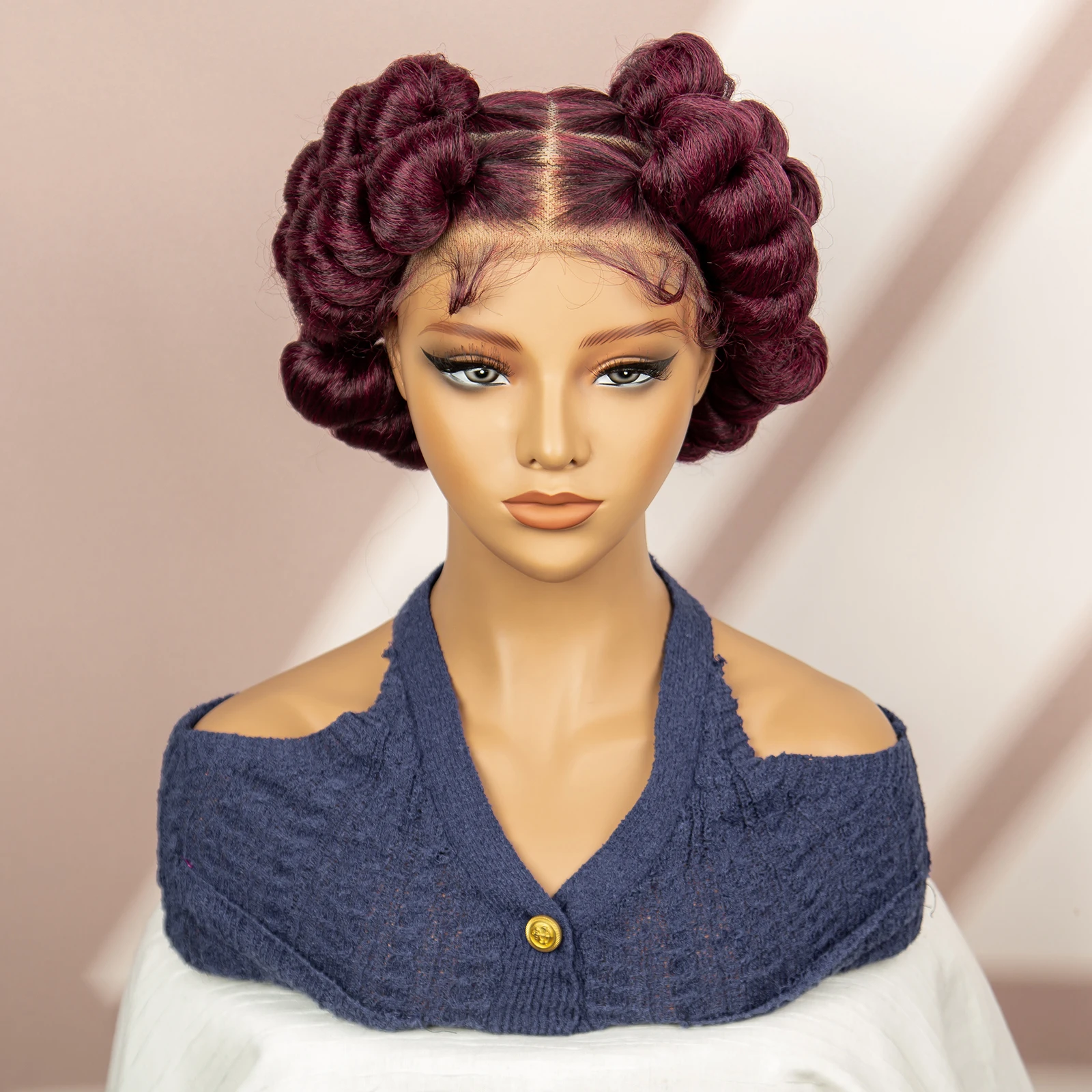 Bantu Flechtperücken für schwarze Frauen Full Lace Synthetik Flechtperücken - Bild 10 von 11