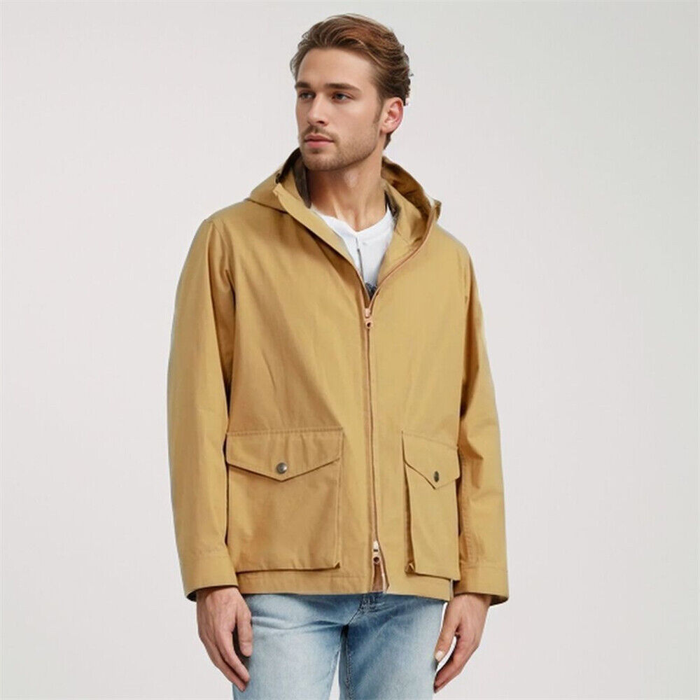 Giacca moda uomo con cappuccio zip trench cappotto giacca casual giacca a vento outwear - Foto 12 di 12