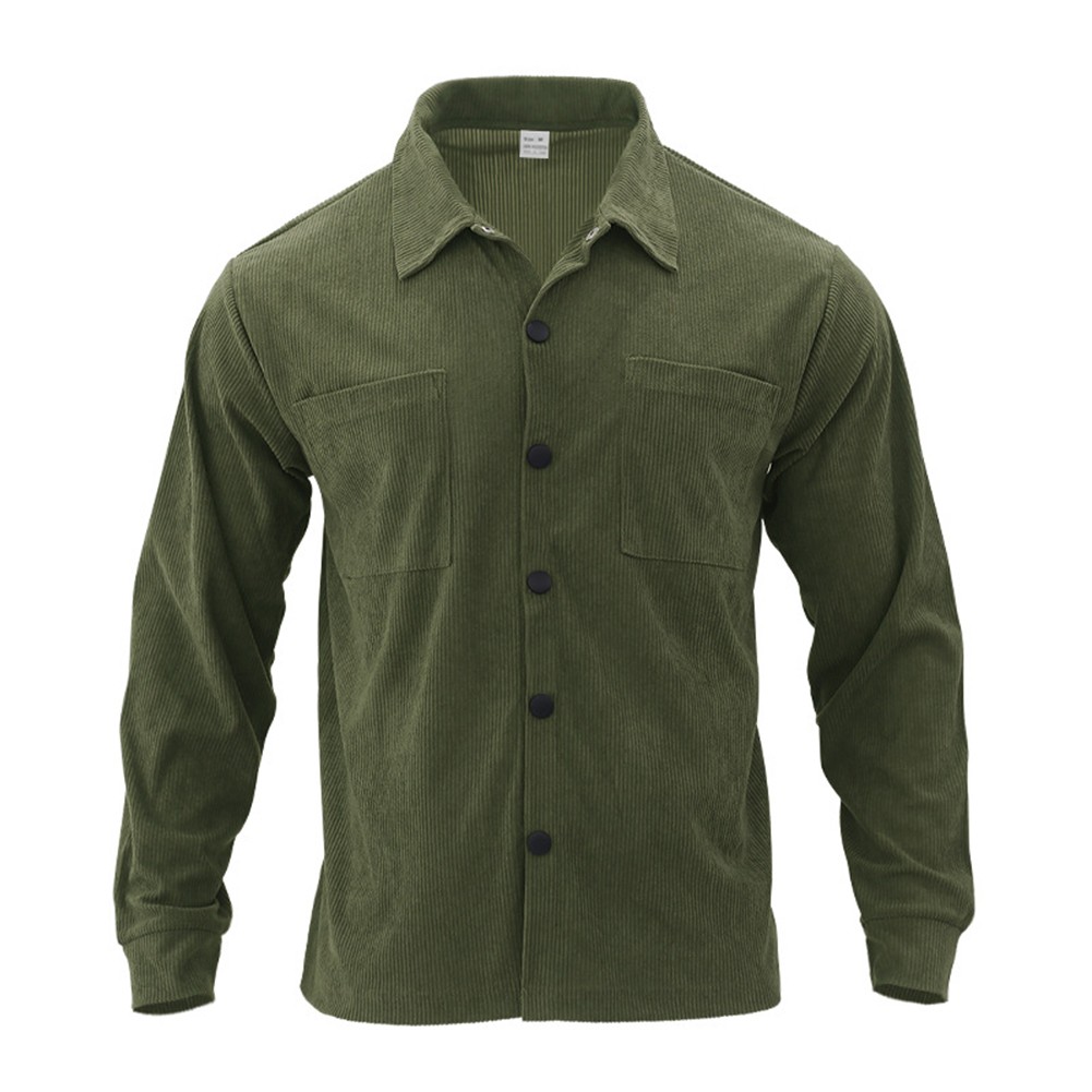 Coat Button Down Cardigan Casual Blouse Corduroy Lapel Long Sleeve Men Shirts - Picture 27 of 58