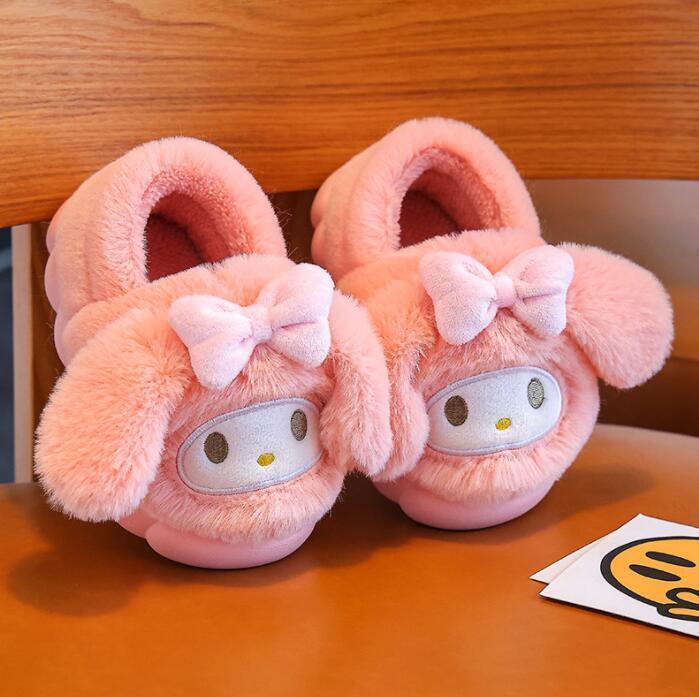 Girls Furry Winter Slippers Kids Sliders Fur Lined Mules Warm Home Indoor Shoes