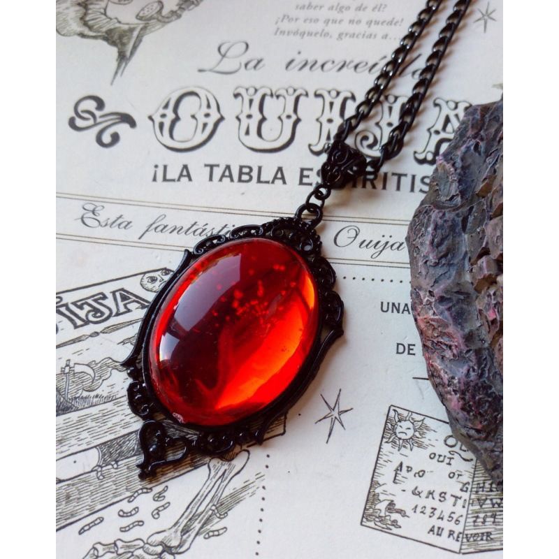 Hot Retro Gothic Crystal Necklace Embossed Blood Moon Pendant Lolita Magic Neckl - Picture 23 of 24