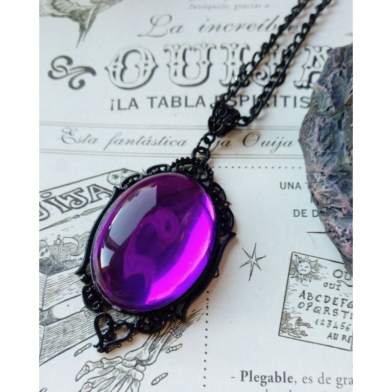 Hot Retro Gothic Crystal Necklace Embossed Blood Moon Pendant Lolita Magic Neckl - Picture 24 of 24