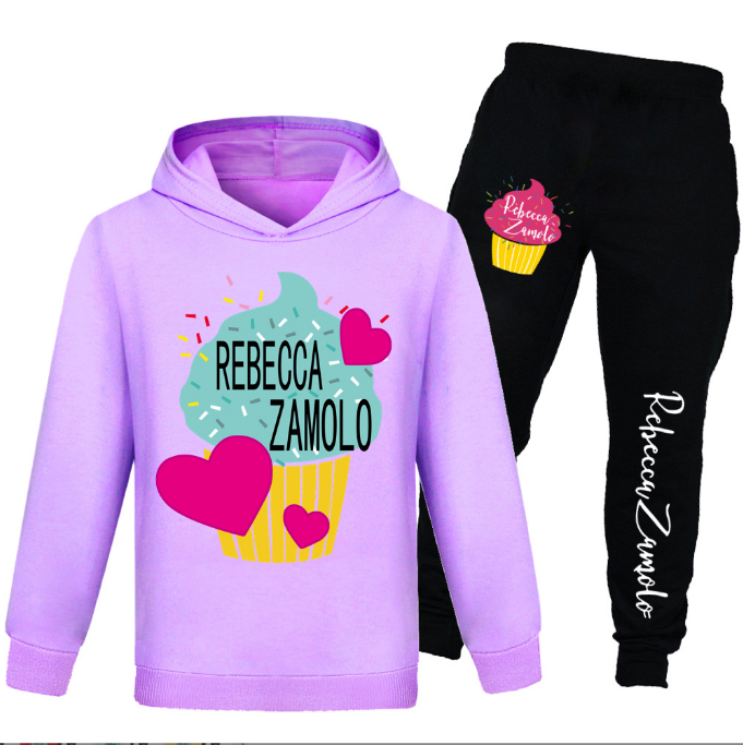 Kids T-Shirt Rebecca Zamolo Youtube Merch Hoodies Hooded Top Pant trousers Sets - Picture 19 of 19