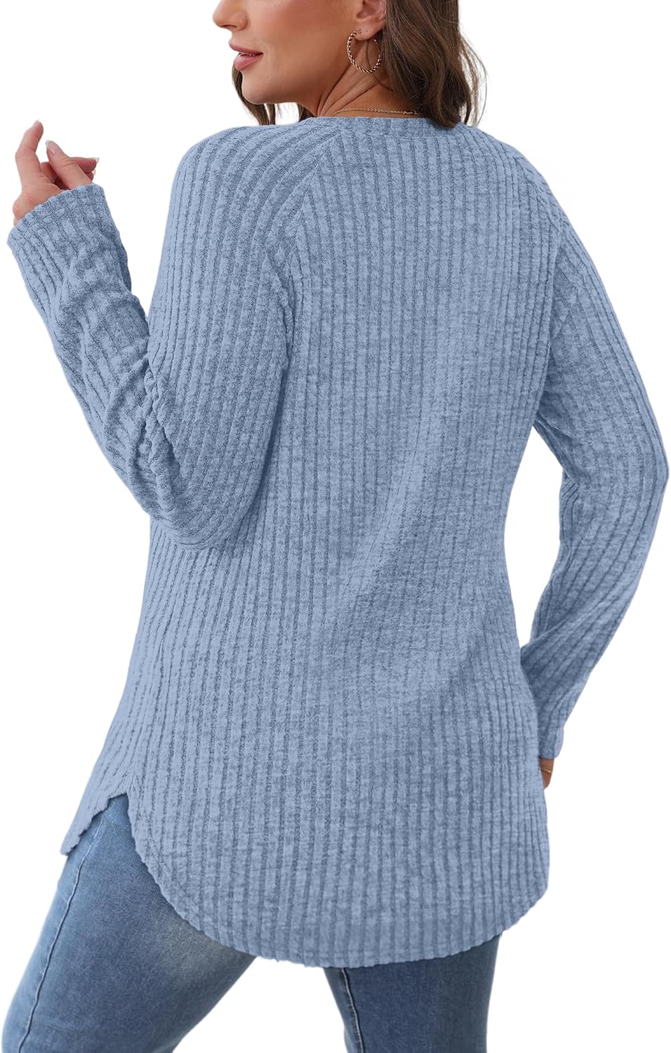 Long Sleeve Shirts Tops for Women Loose Fit Dressy Crew Neck Pullover Sweaters - Picture 34 of 144