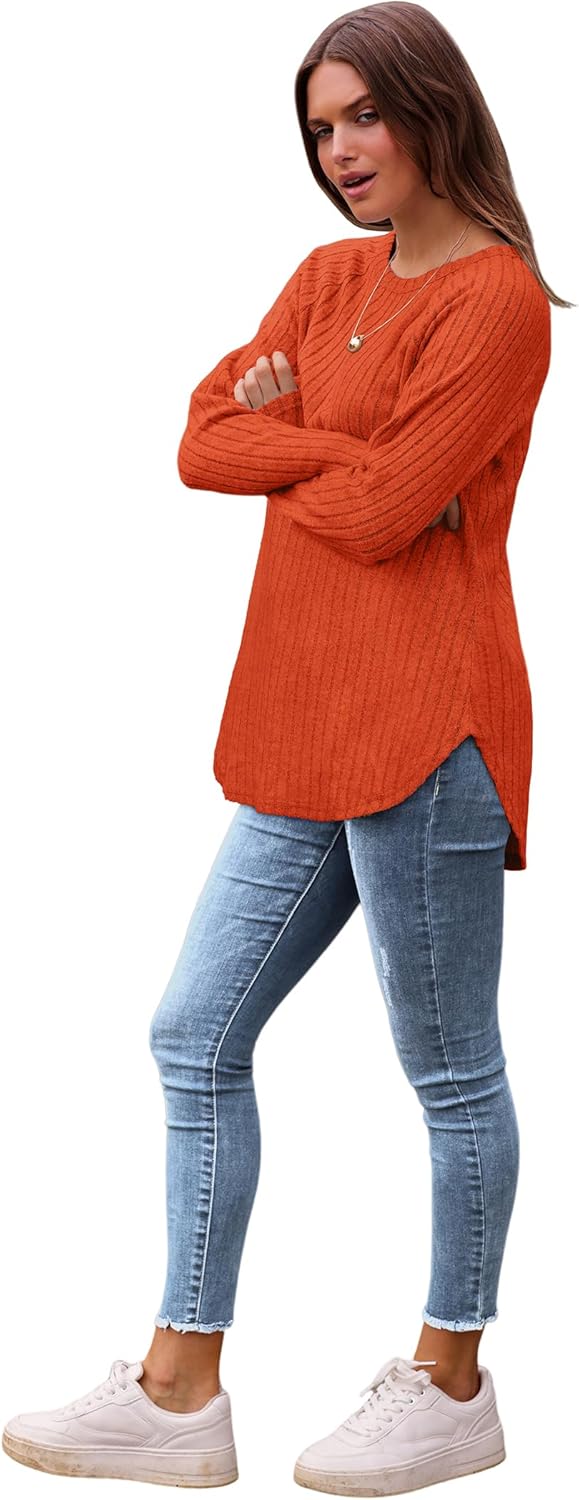 Long Sleeve Shirts Tops for Women Loose Fit Dressy Crew Neck Pullover Sweaters - Picture 52 of 144