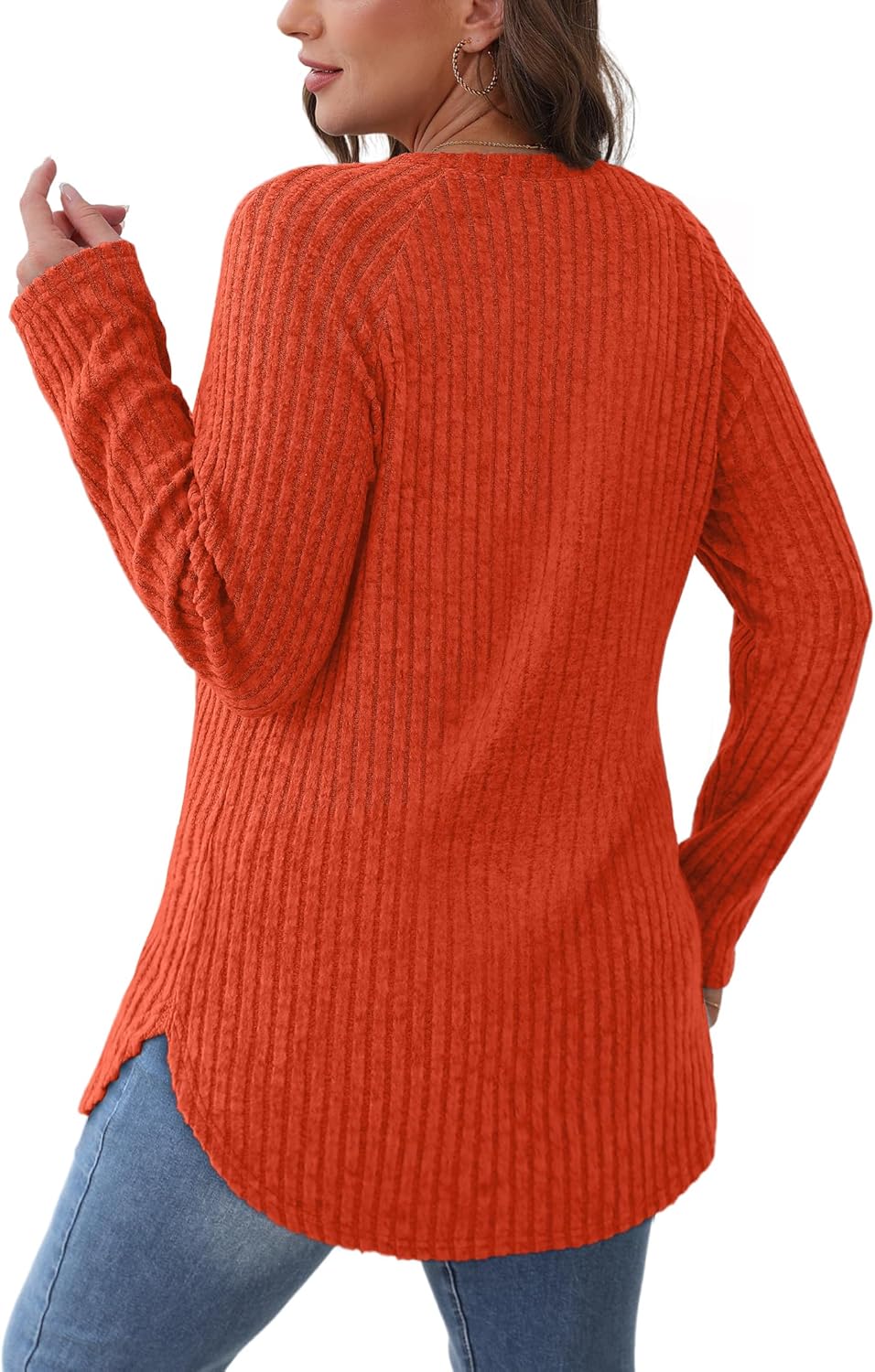 Long Sleeve Shirts Tops for Women Loose Fit Dressy Crew Neck Pullover Sweaters - Picture 54 of 144