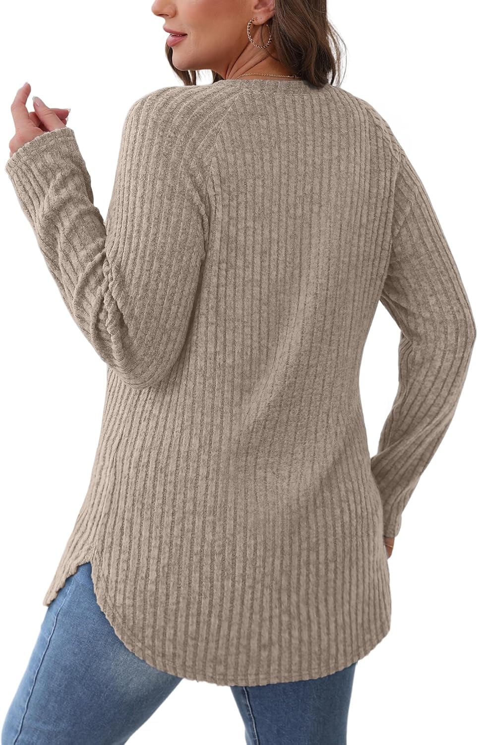Long Sleeve Shirts Tops for Women Loose Fit Dressy Crew Neck Pullover Sweaters - Picture 79 of 144