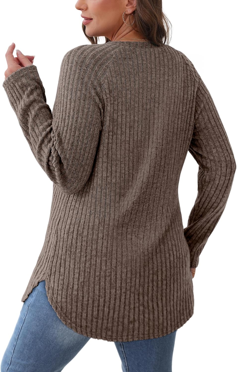 Long Sleeve Shirts Tops for Women Loose Fit Dressy Crew Neck Pullover Sweaters - Picture 89 of 144