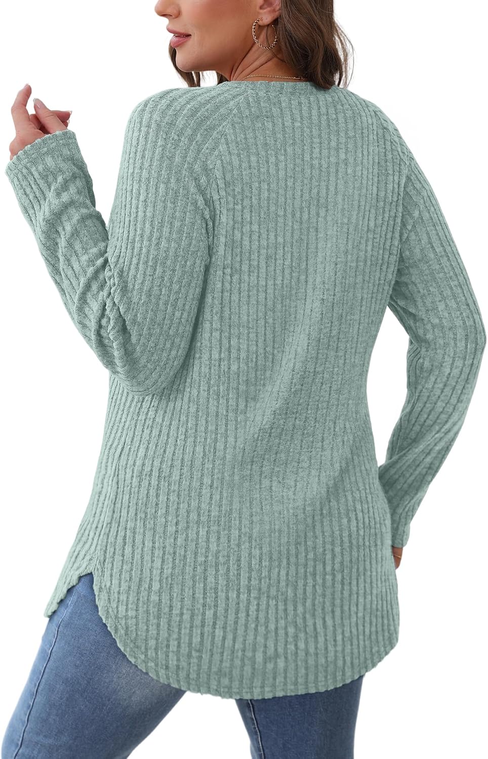 Long Sleeve Shirts Tops for Women Loose Fit Dressy Crew Neck Pullover Sweaters - Picture 109 of 144