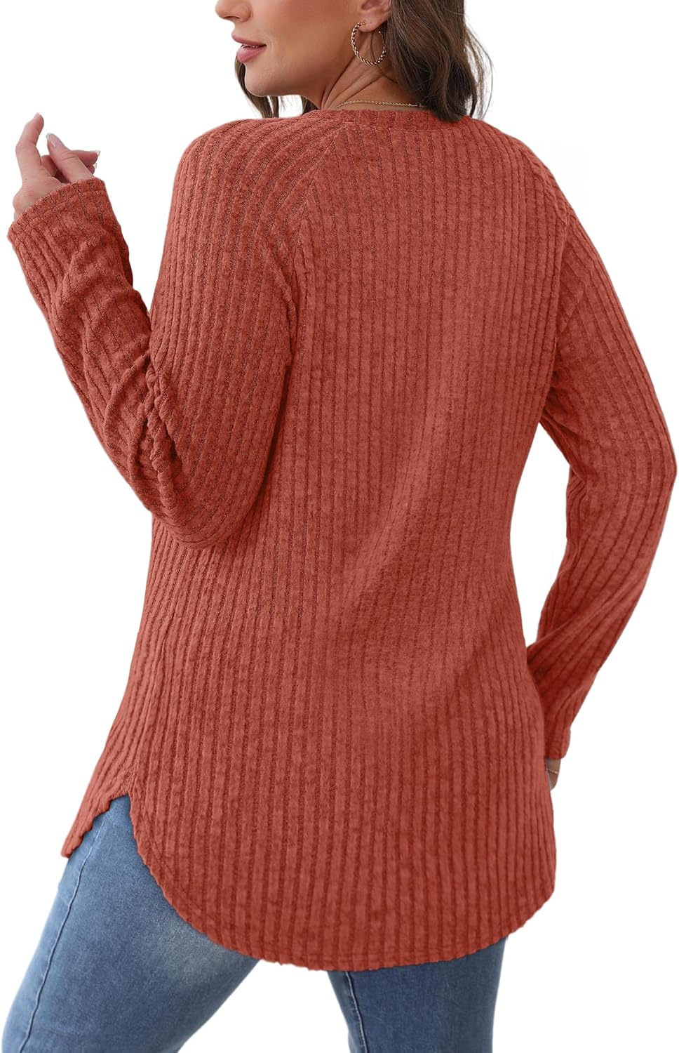 Long Sleeve Shirts Tops for Women Loose Fit Dressy Crew Neck Pullover Sweaters - Picture 134 of 144