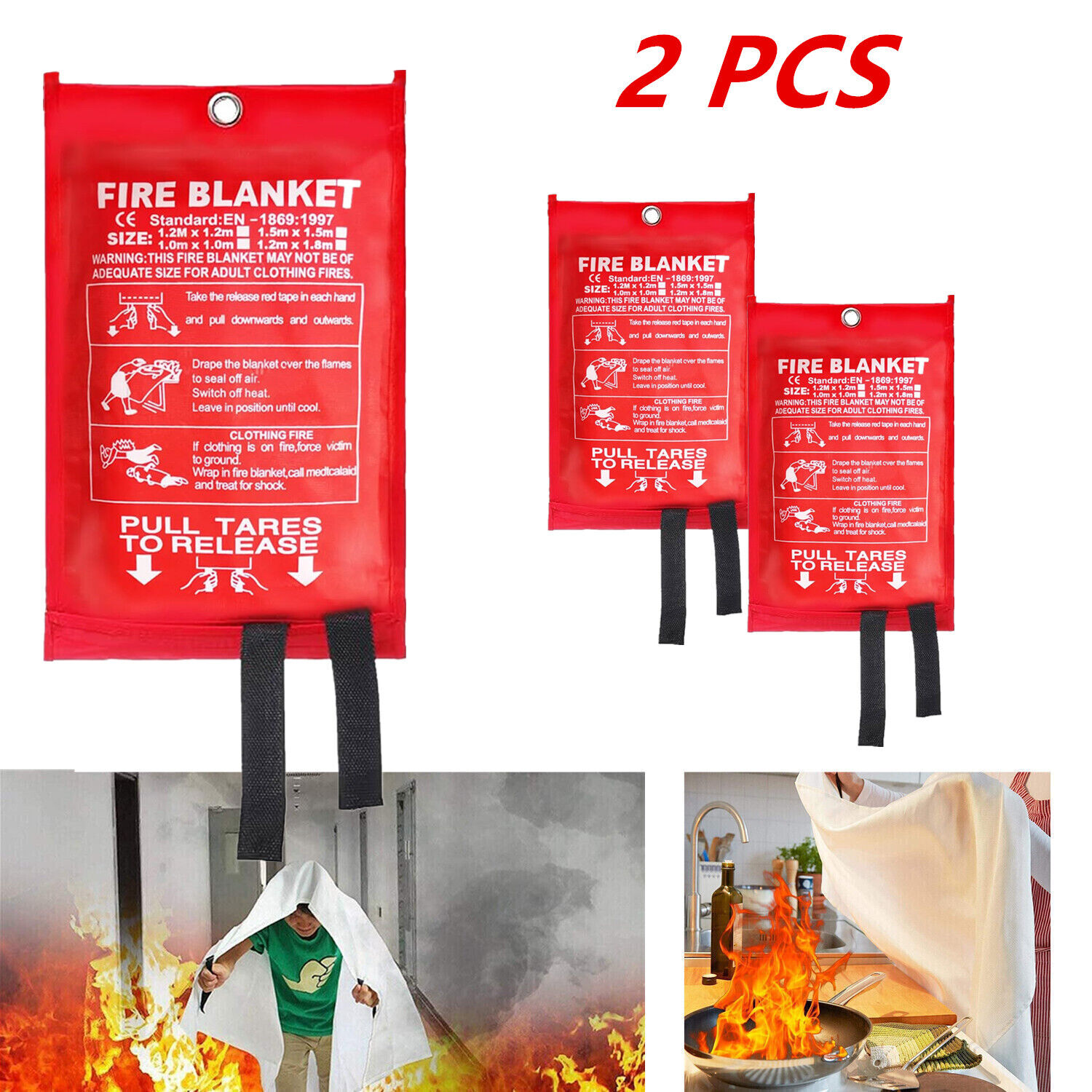 Prepared Emergency Fire Blanket Fiberglass Blanket 39''x39'' Retardant Blankets