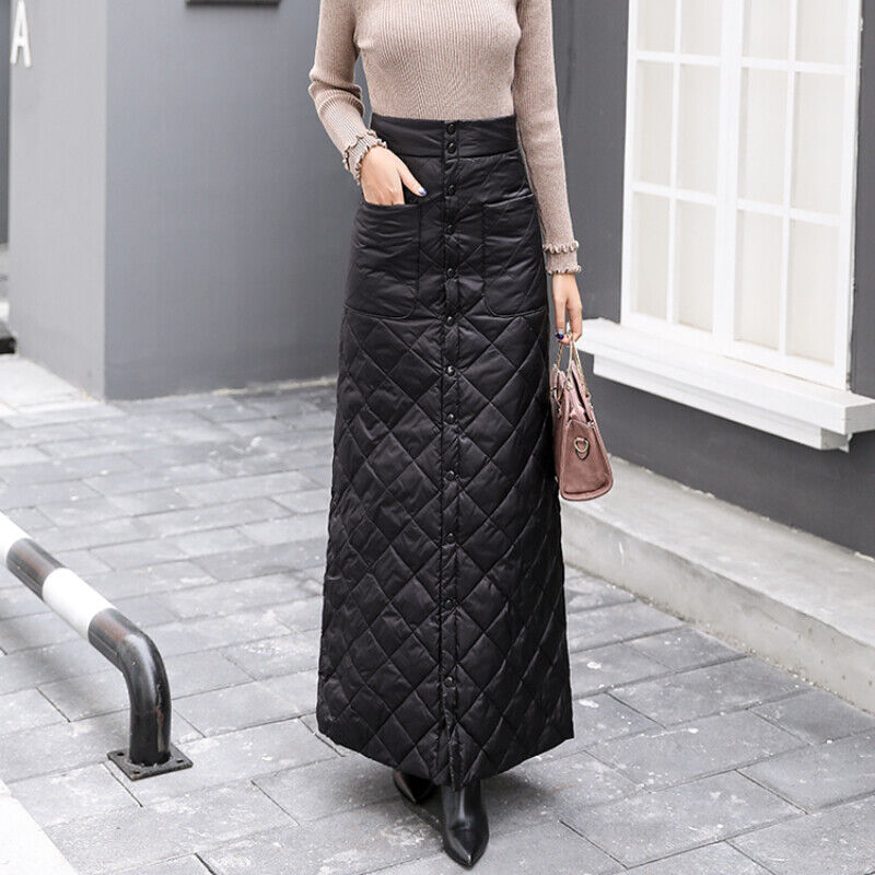 Lady Thick Puffer Long Skirt Quilted Padded A-Line Outdoor Winter Warmer Classic - Picture 13 of 13